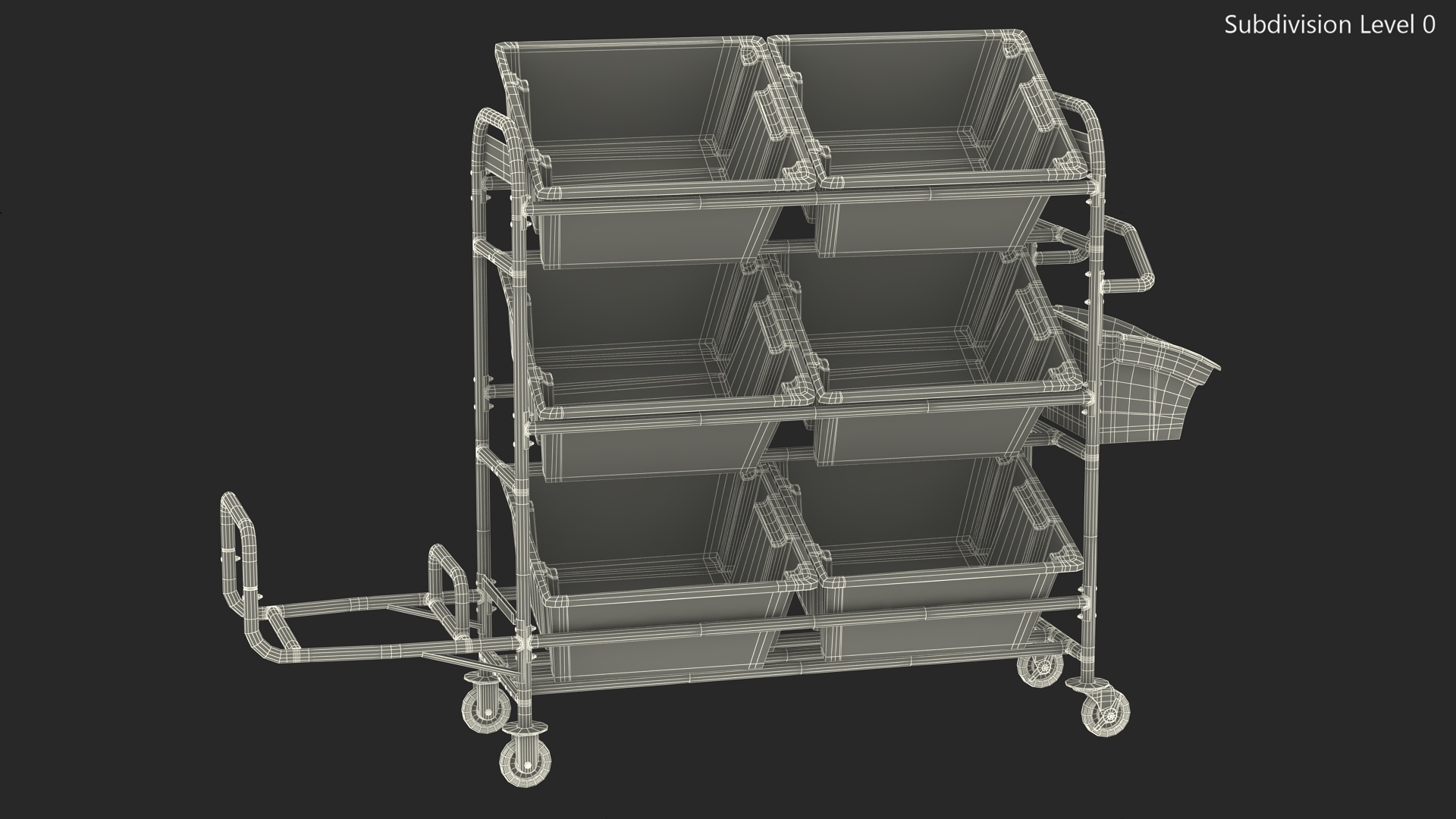 3D Tote Picking Cart with Angled Shelves Rubbermaid model