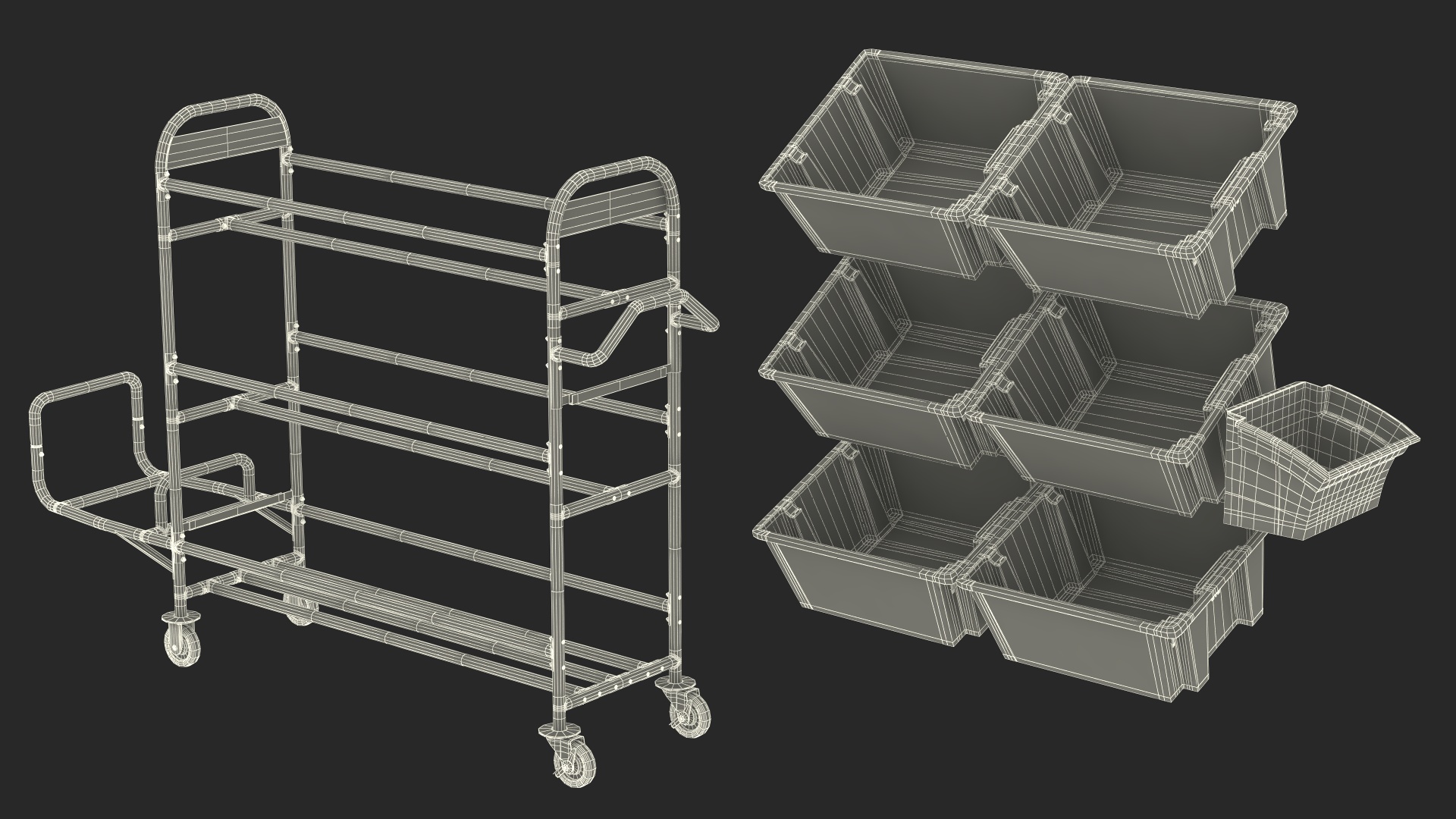 3D Tote Picking Cart with Angled Shelves Rubbermaid model