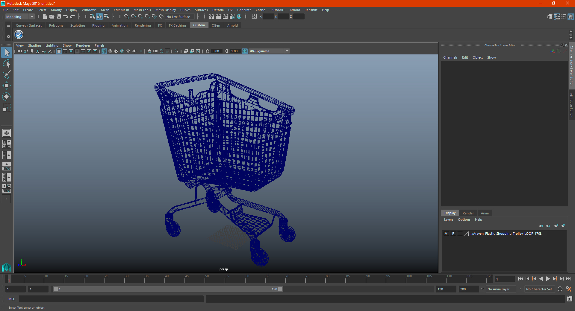 3D Araven Plastic Shopping Trolley LOOP 170L