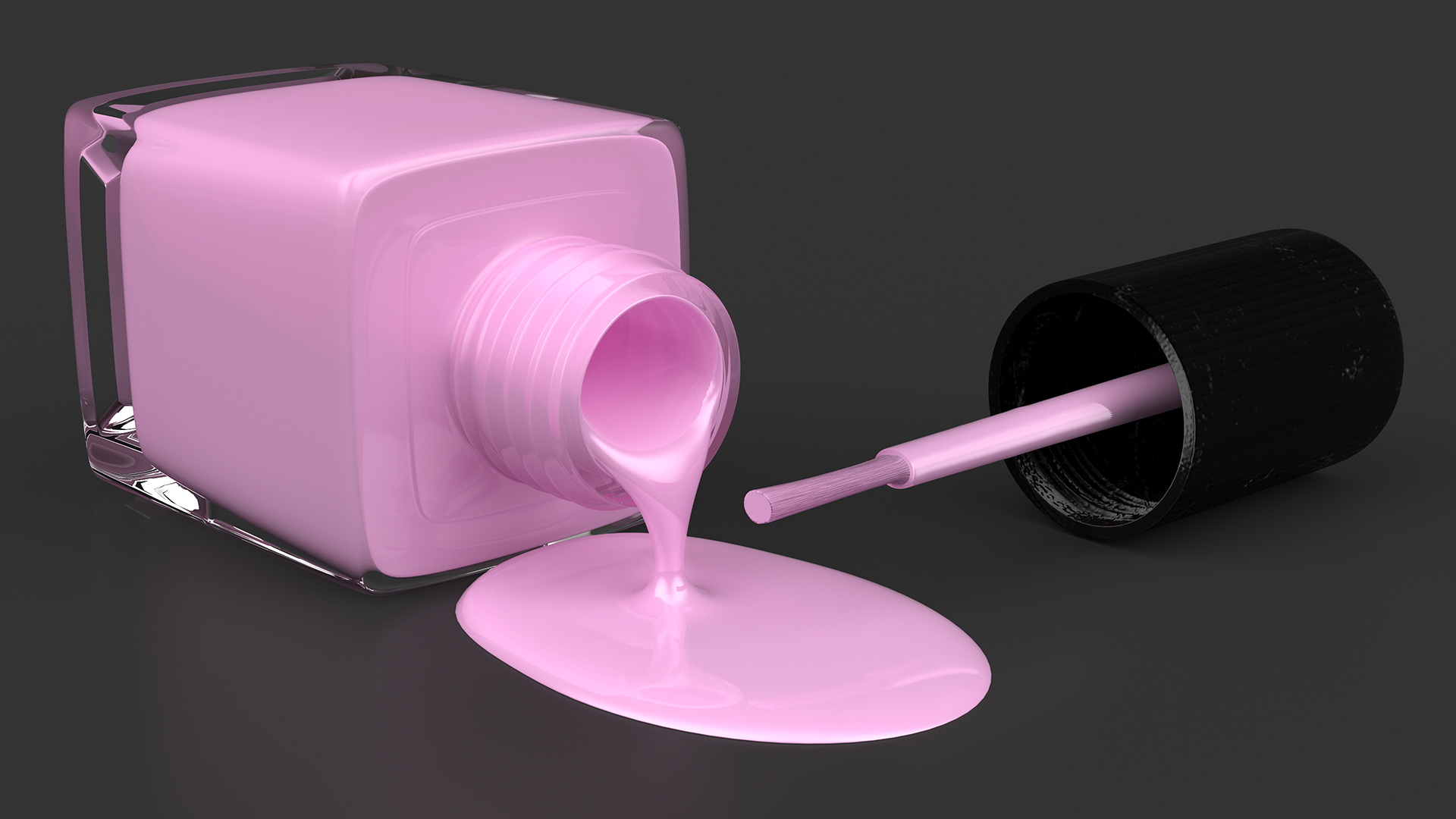 Bottle of Spilled Pink Nail Polish 3D model