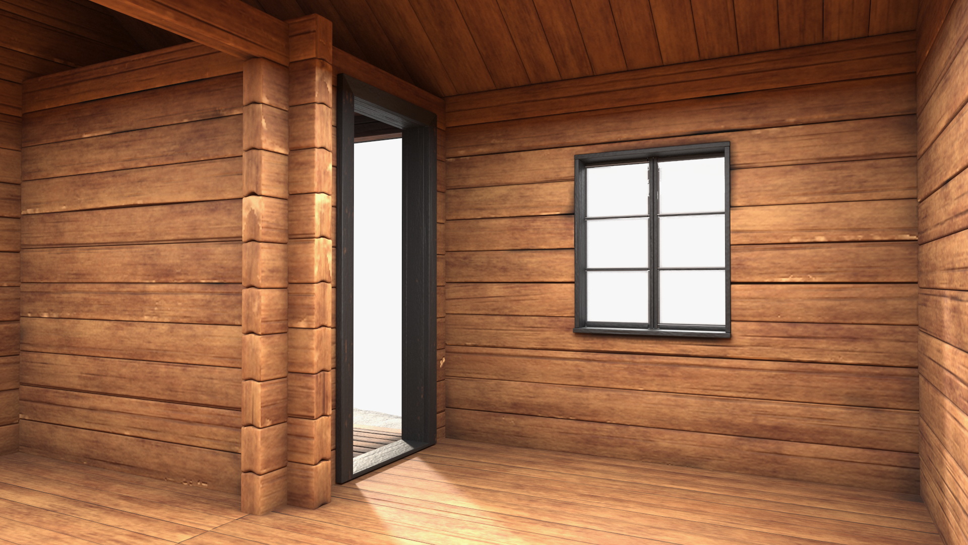 Wooden Hunting Lodge Fur 3D model