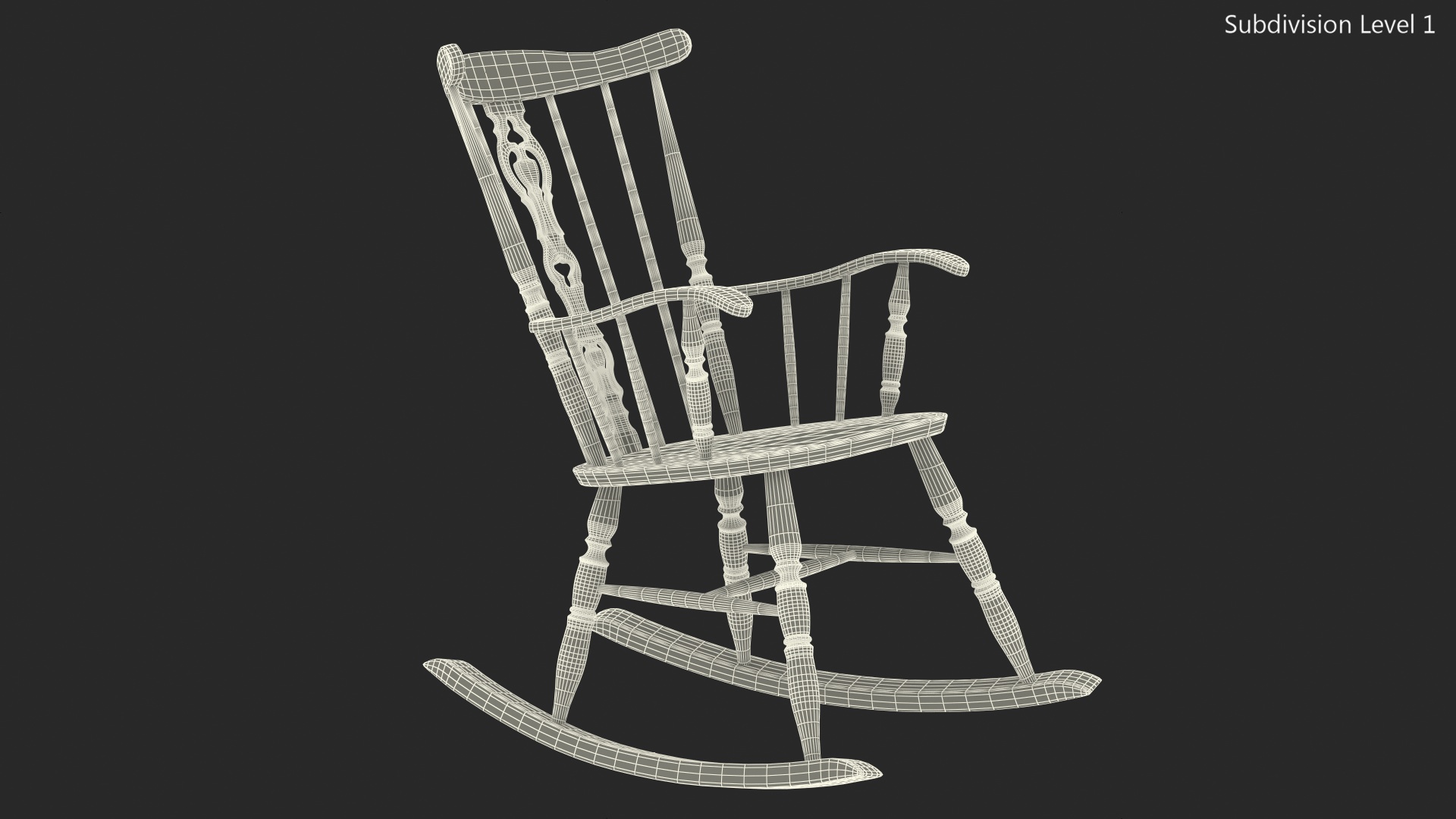 3D Antique Wooden Rocking Chair model