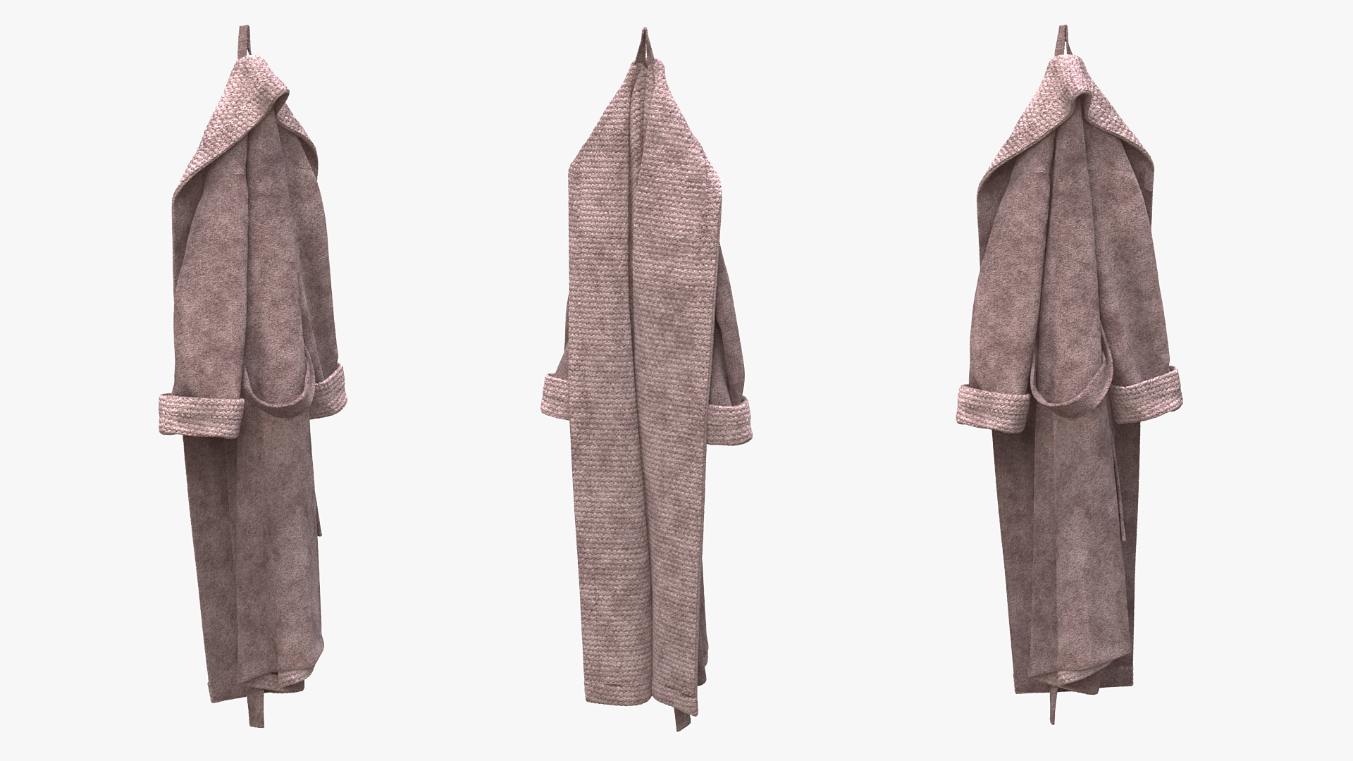 3D Hooked Bathrobe Brown