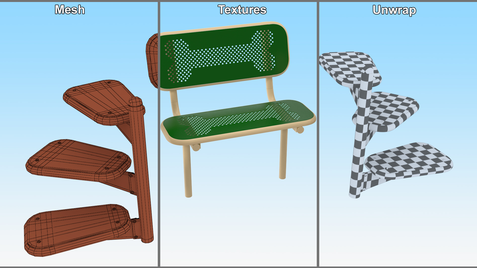 Dog Park Pal Bench Green 3D model