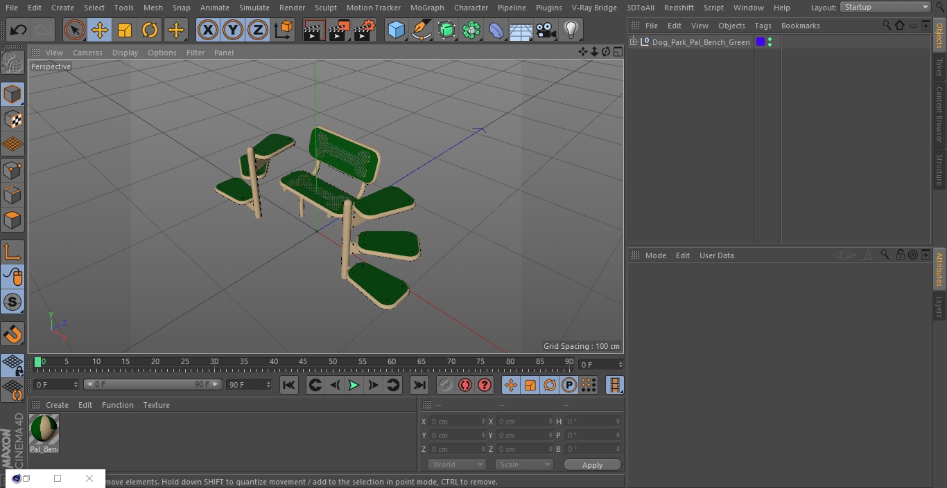 Dog Park Pal Bench Green 3D model