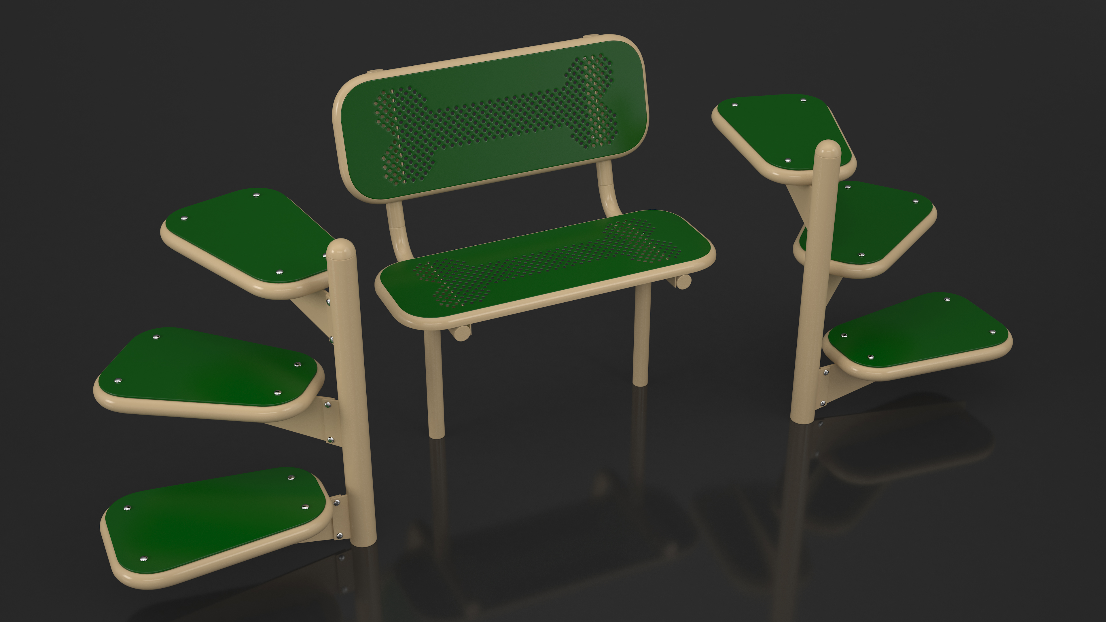 Dog Park Pal Bench Green 3D model