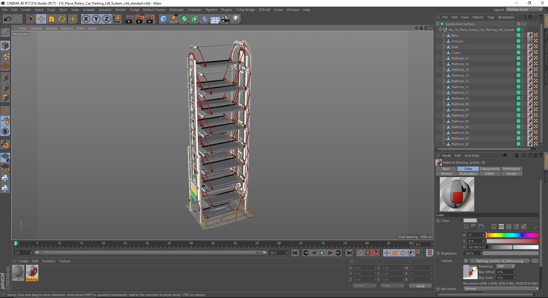 16 Place Rotary Car Parking Lift System 3D model