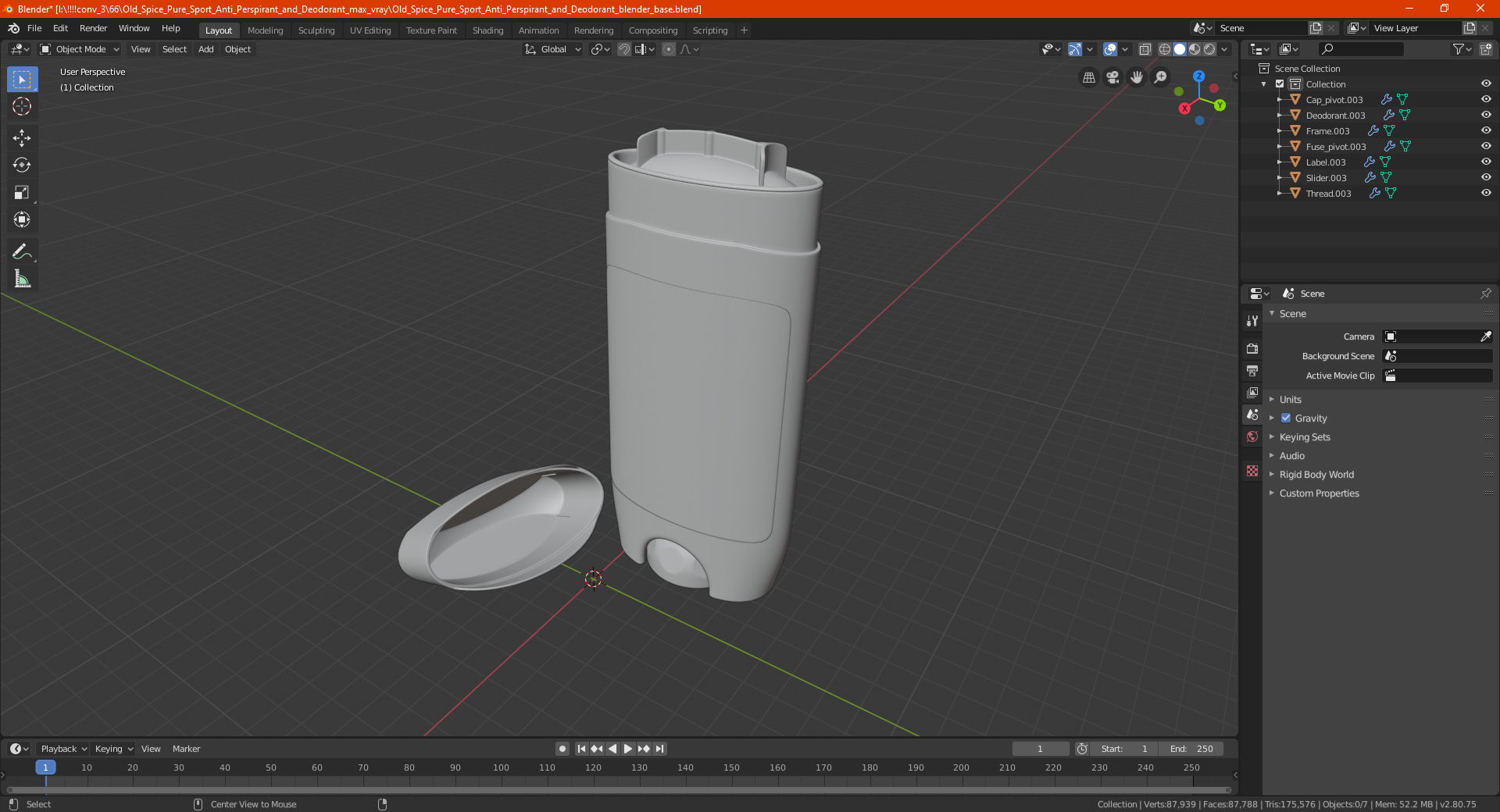 3D model Old Spice Pure Sport Anti Perspirant and Deodorant