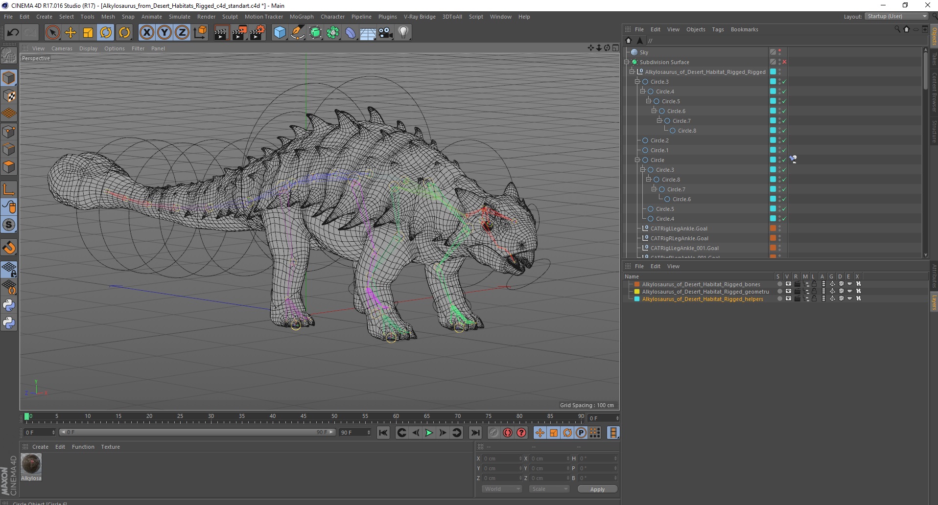 Ankylosaurus from Desert Habitats Rigged for Cinema 4D 3D model