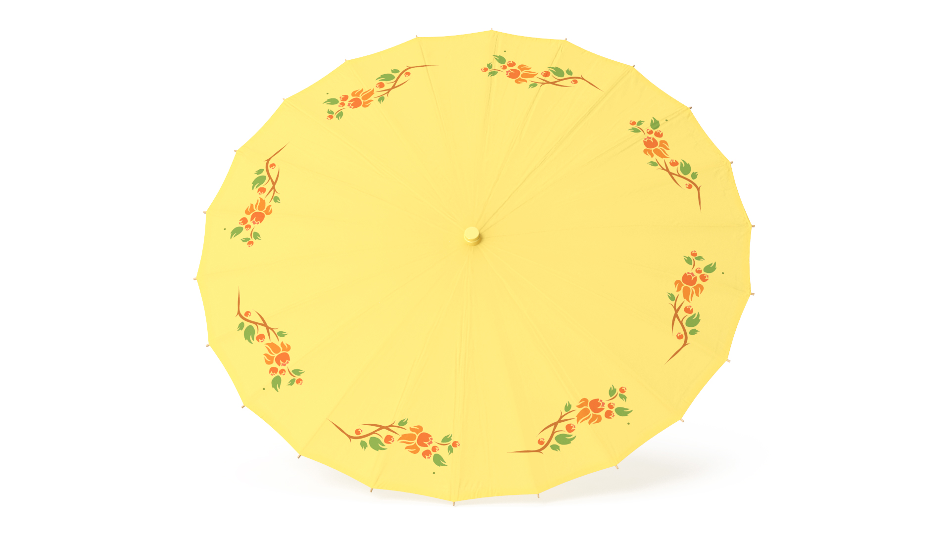 3D Traditional Chinese Ancient Umbrella Open Yellow model