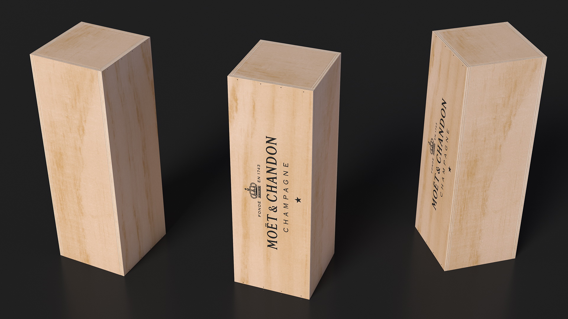 3D Wooden Champagne Box Moet and Chandon Brut Imperial