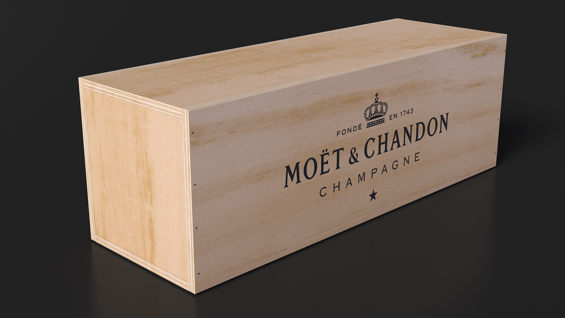 3D Wooden Champagne Box Moet and Chandon Brut Imperial