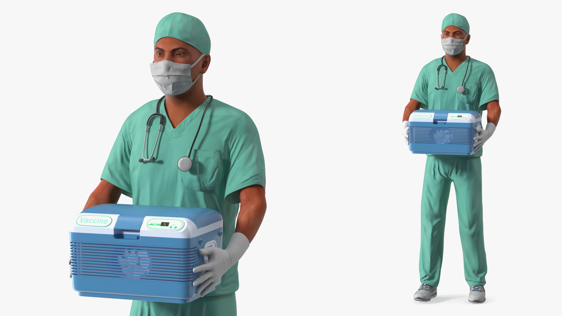 3D Medical Professional with Portable Medication Carrier model