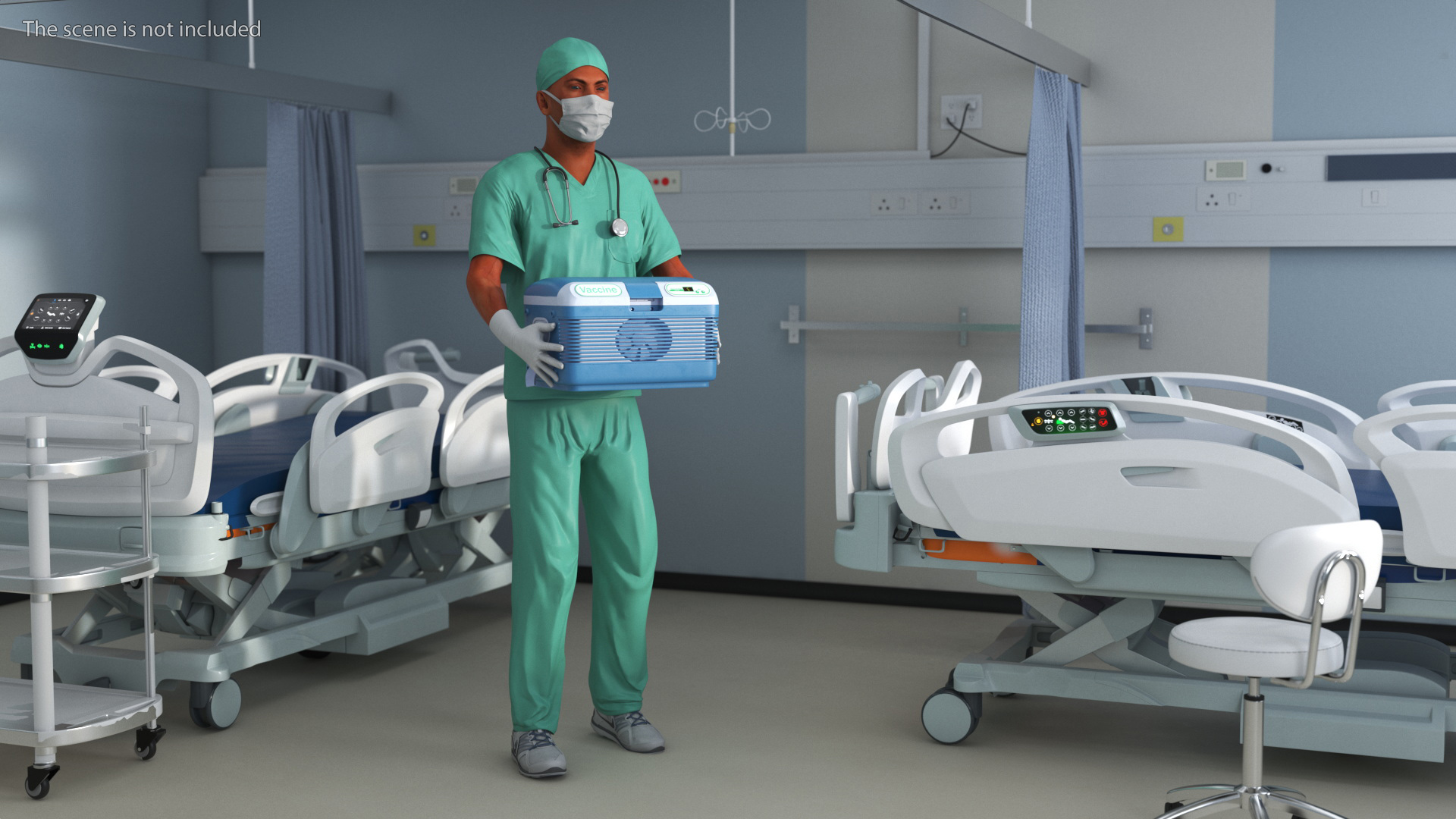 3D Medical Professional with Portable Medication Carrier model