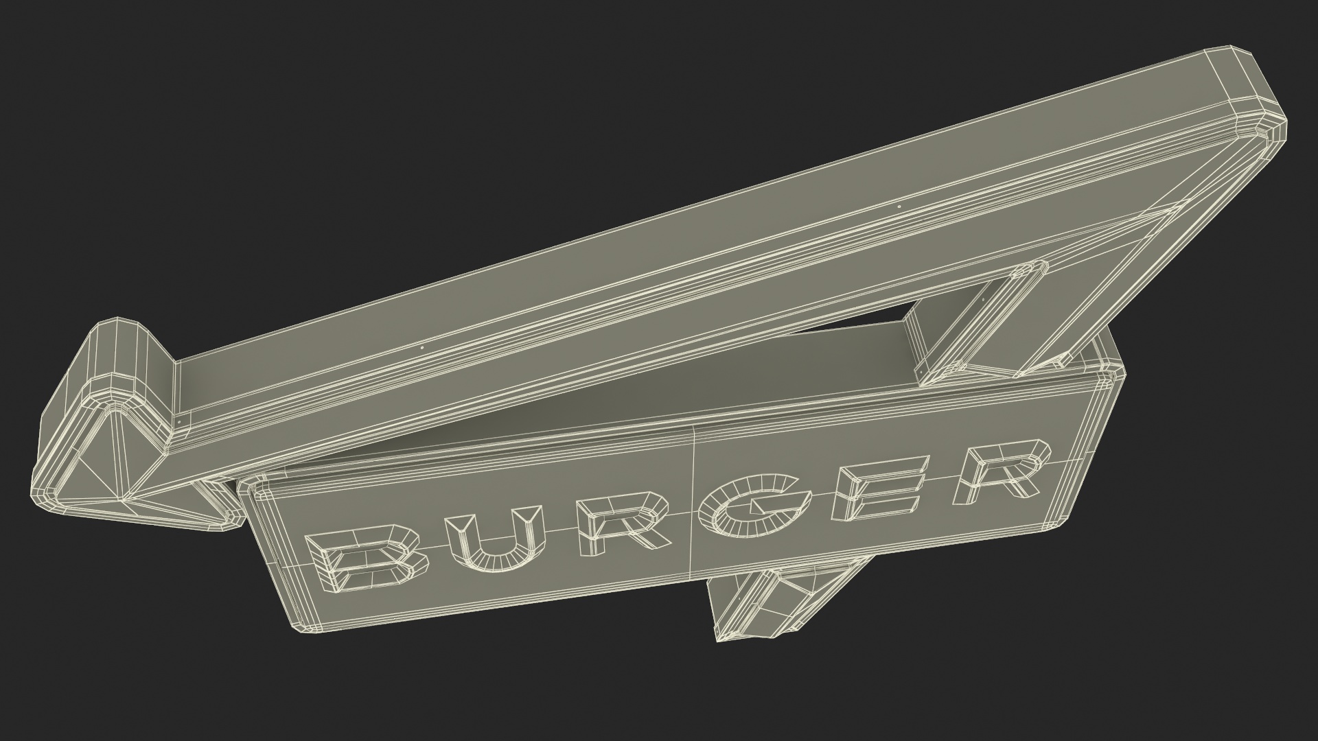 Black Gold Burger Sign 3D