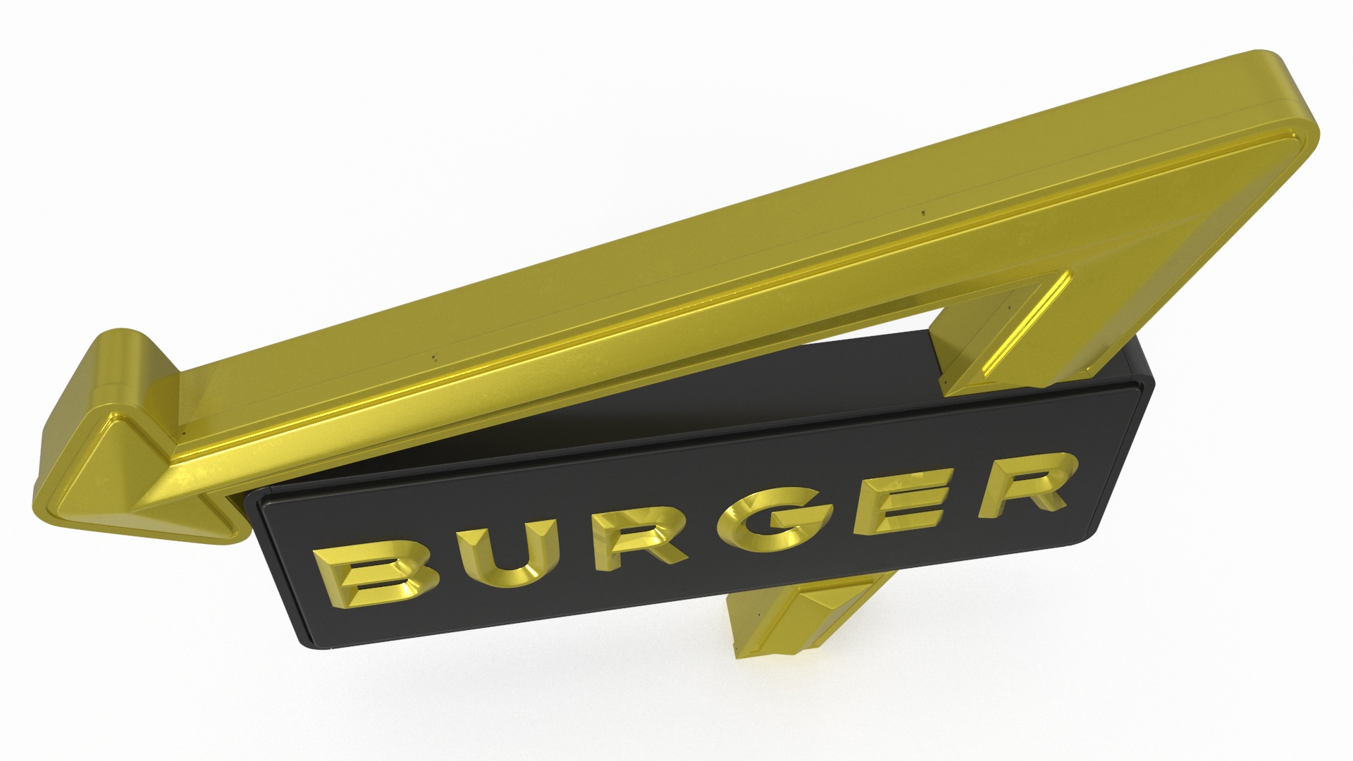 Black Gold Burger Sign 3D