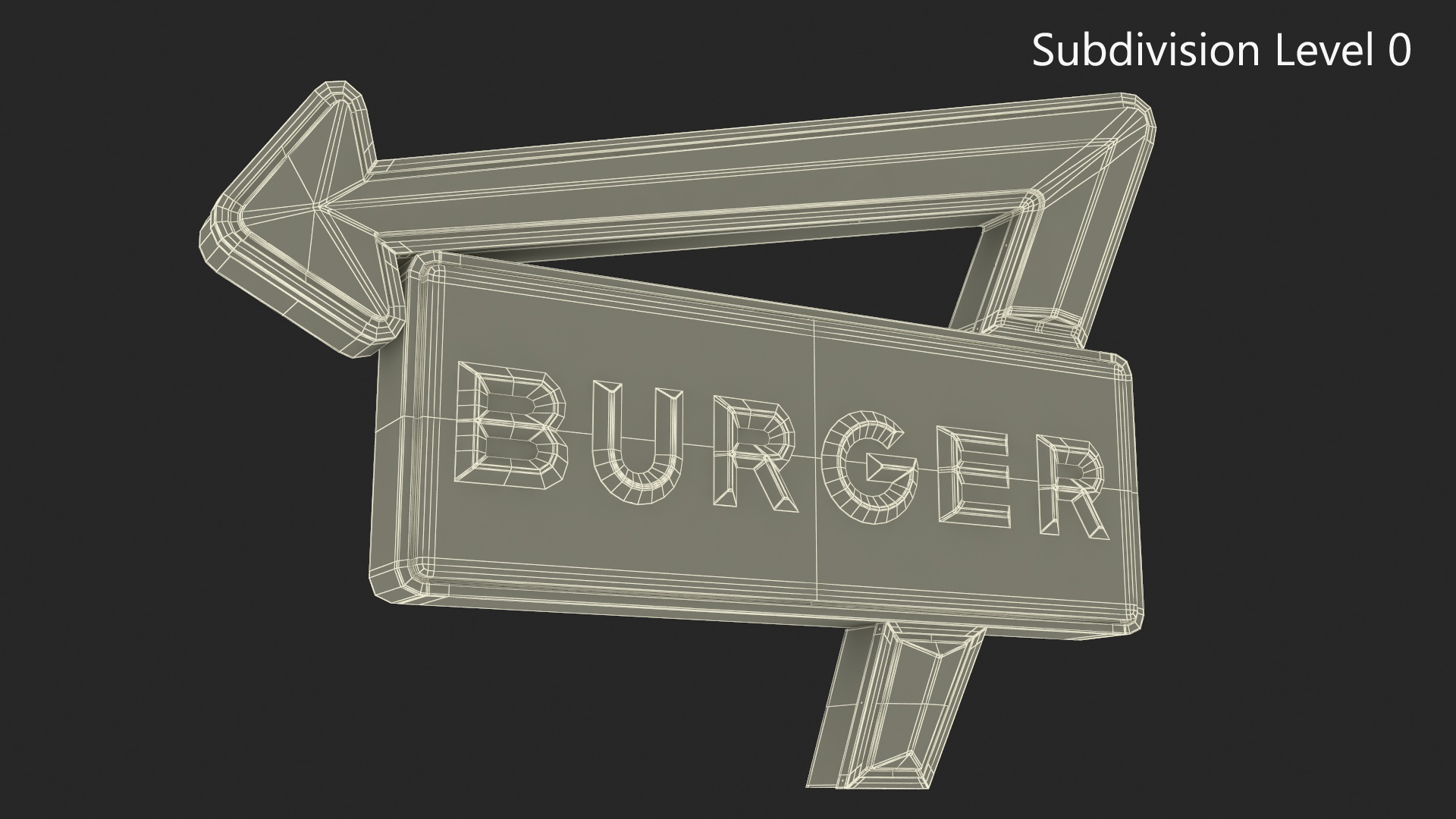 Black Gold Burger Sign 3D