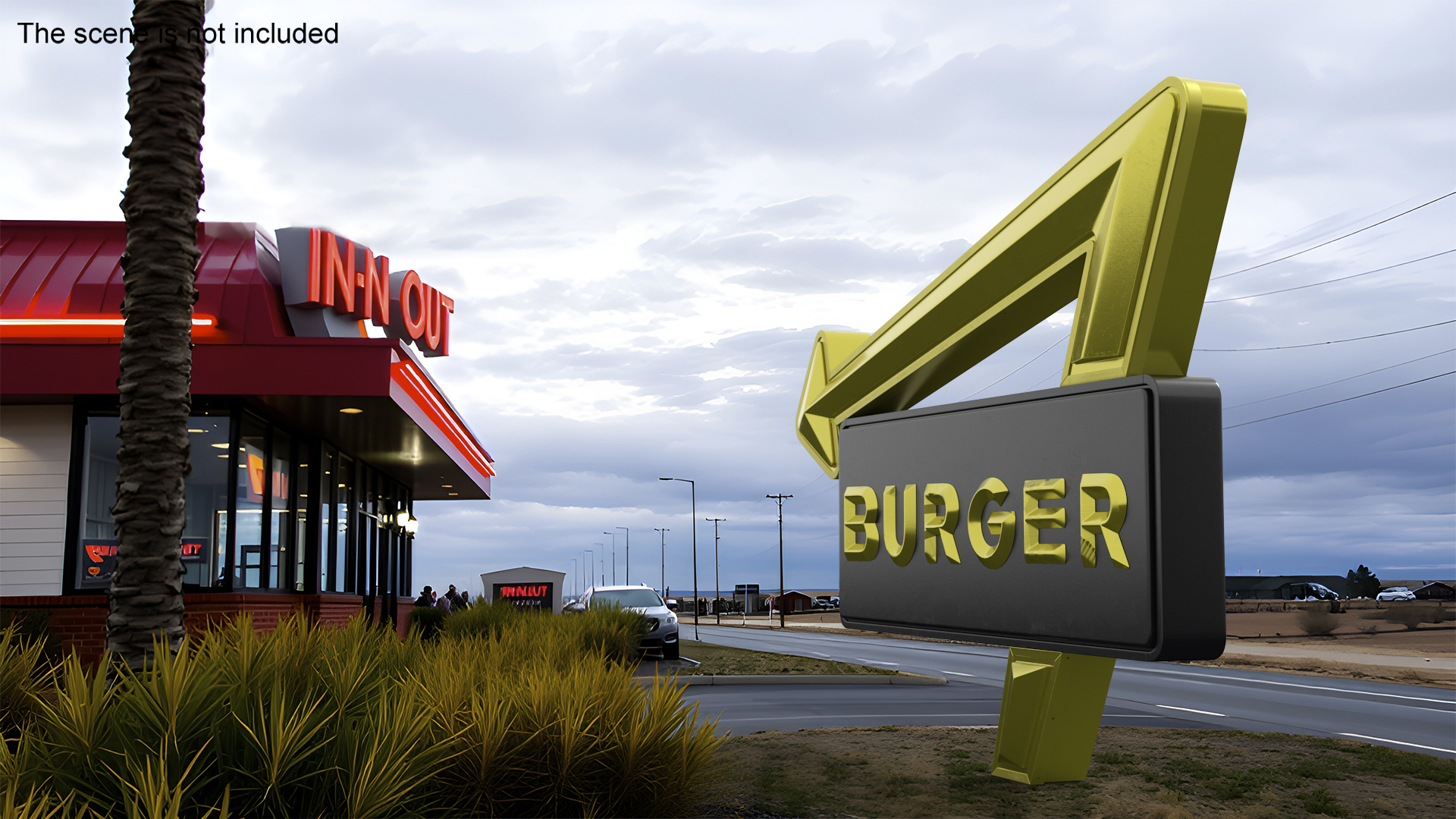 Black Gold Burger Sign 3D