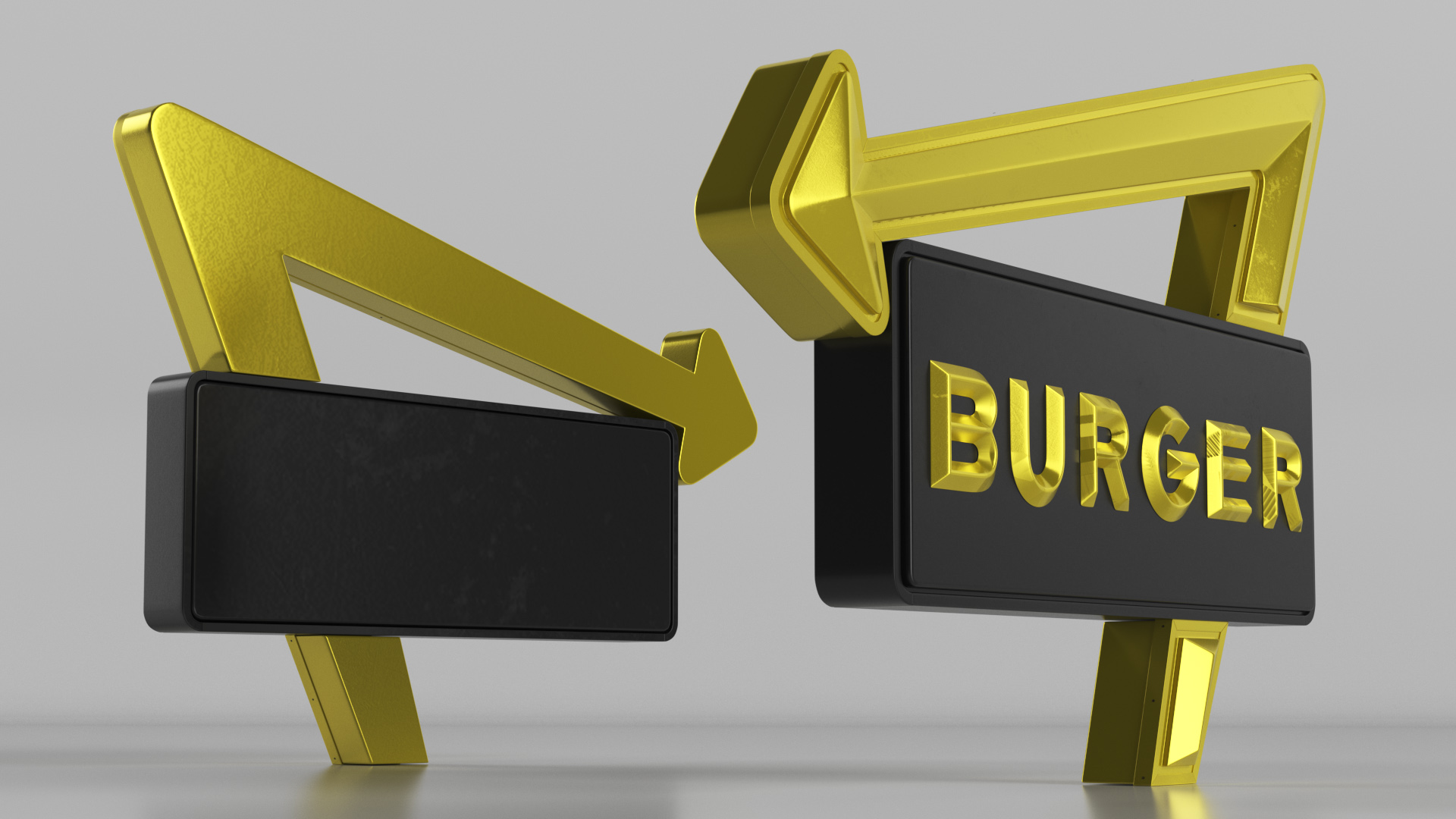 Black Gold Burger Sign 3D