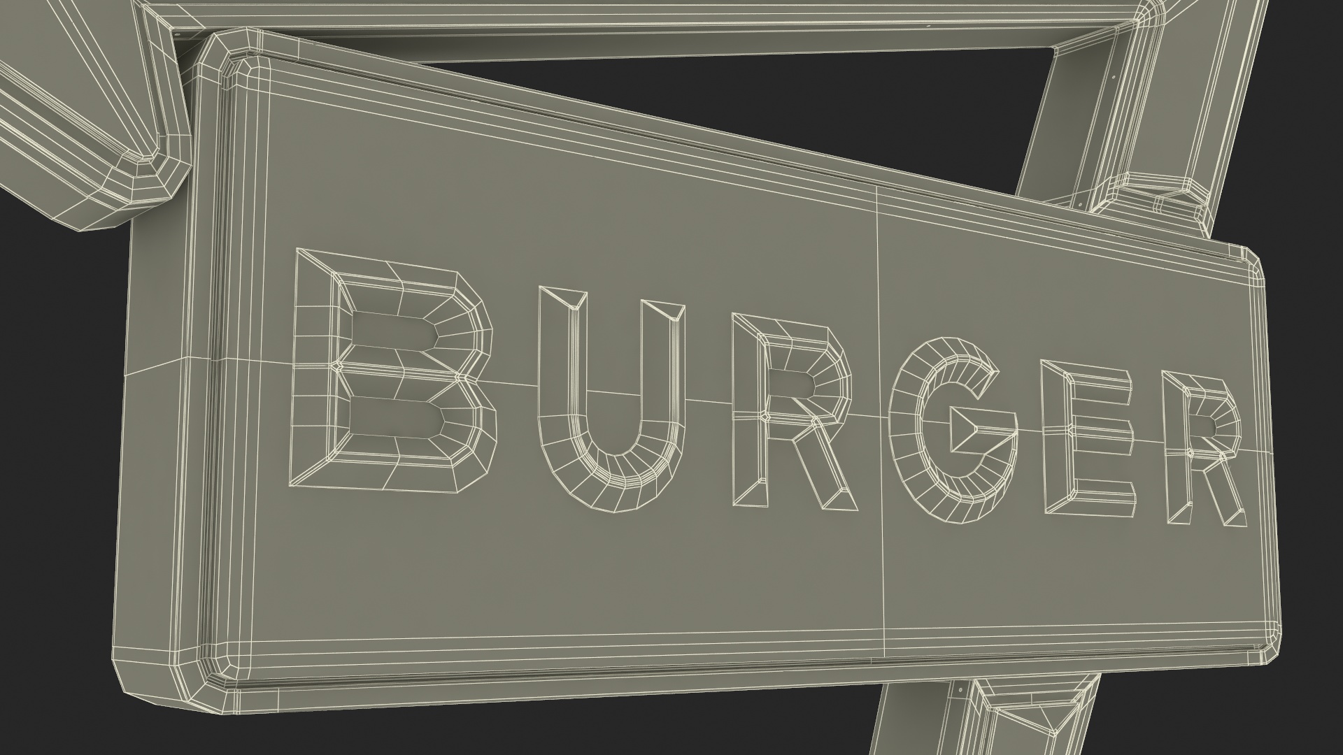 Black Gold Burger Sign 3D