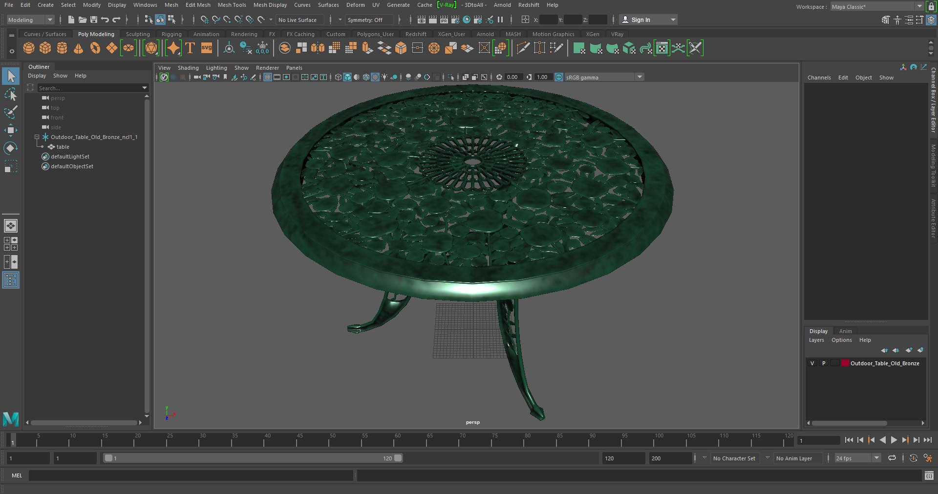 Outdoor Table Old Bronze 3D model