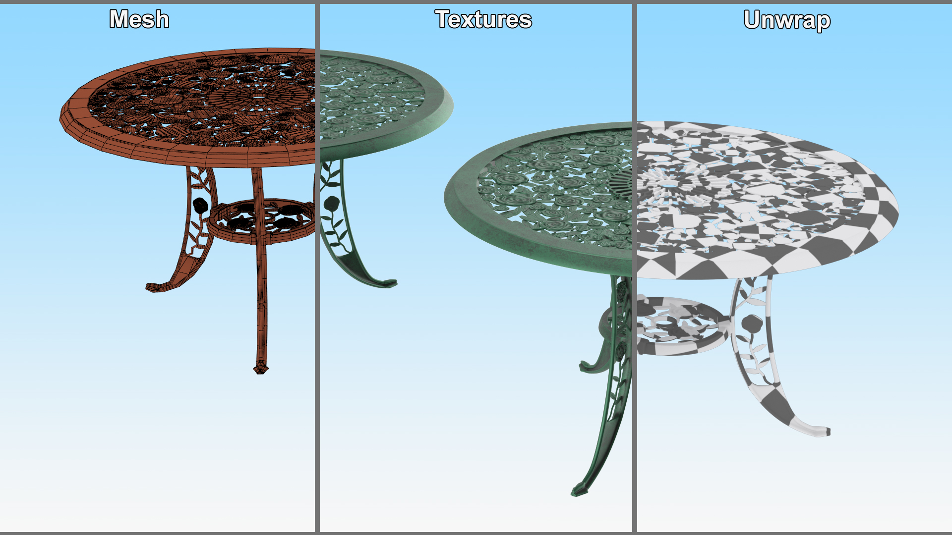 Outdoor Table Old Bronze 3D model