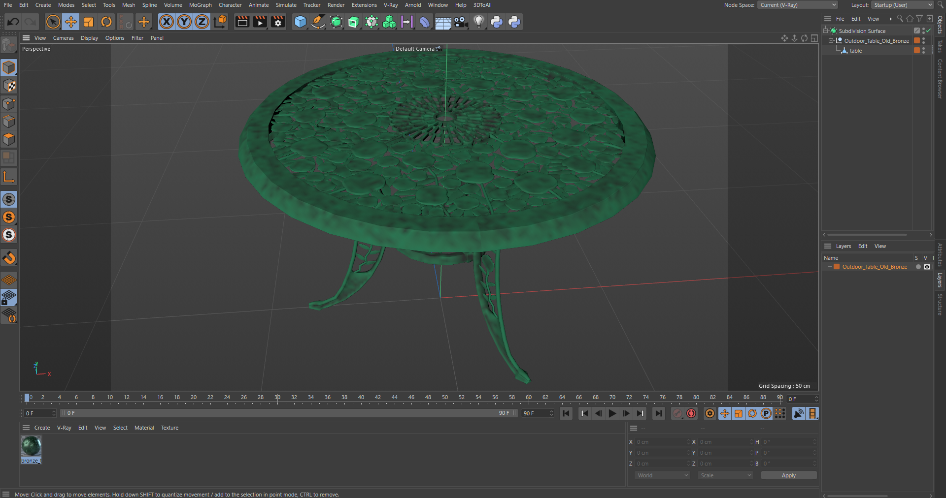 Outdoor Table Old Bronze 3D model