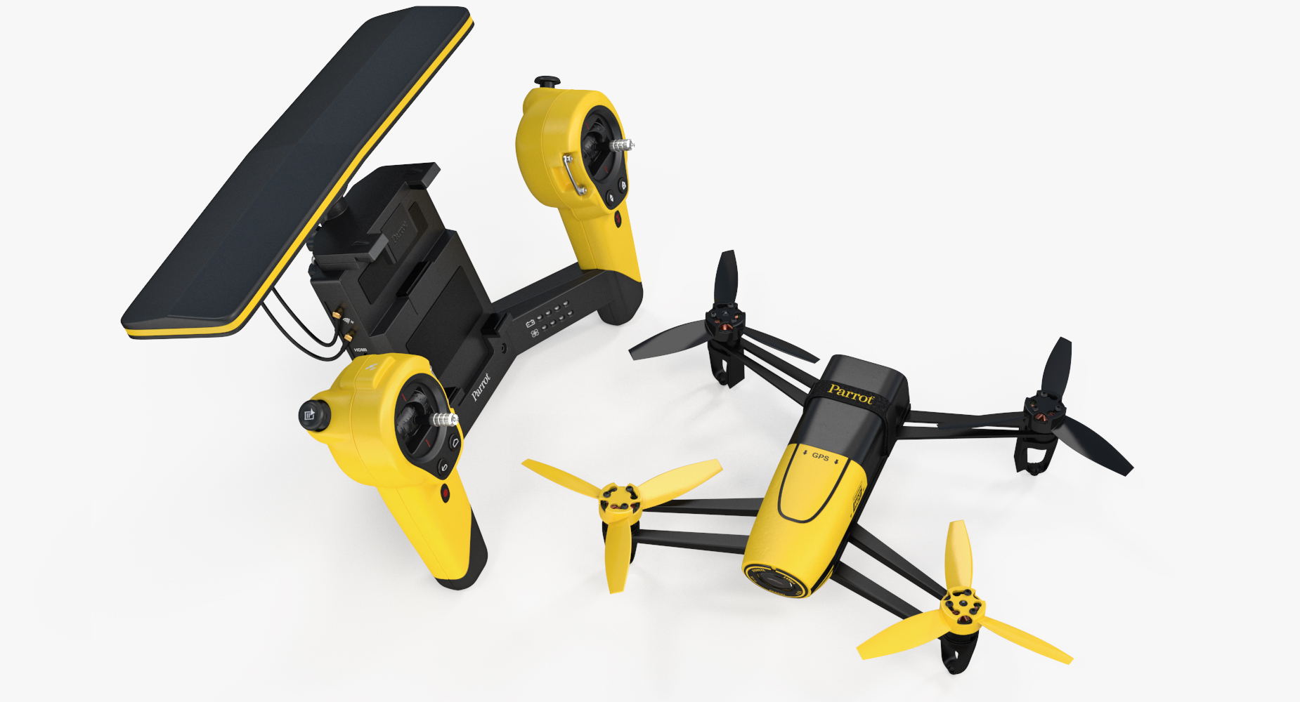 3D Parrot Bebop Quadcopter Drone Set model