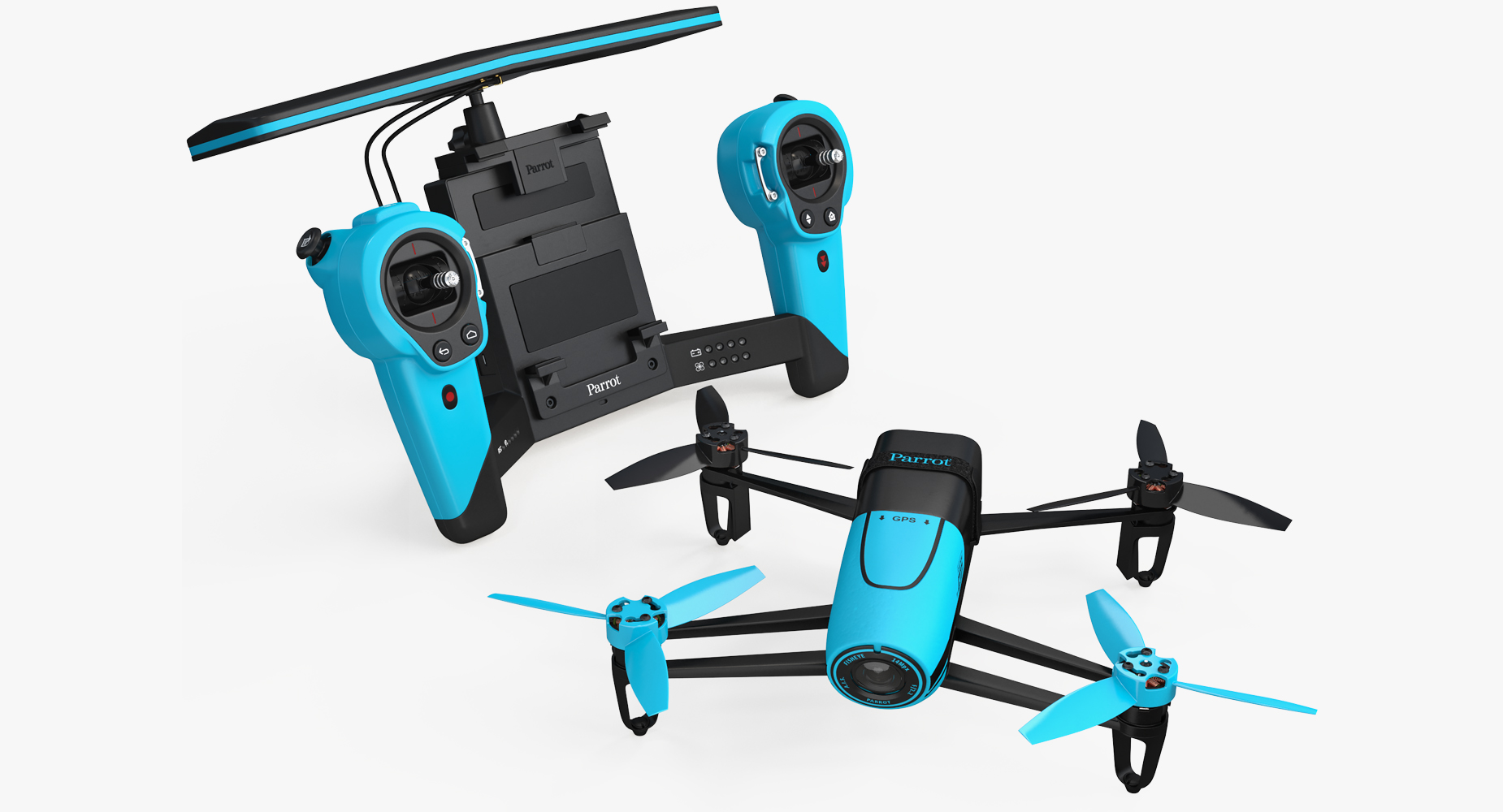 3D Parrot Bebop Quadcopter Drone Set model