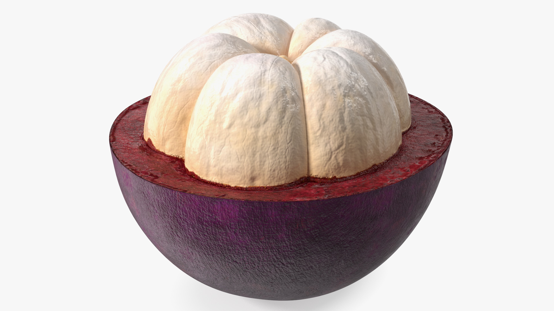 Ripe Half Peeled Purple Mangosteen 3D model