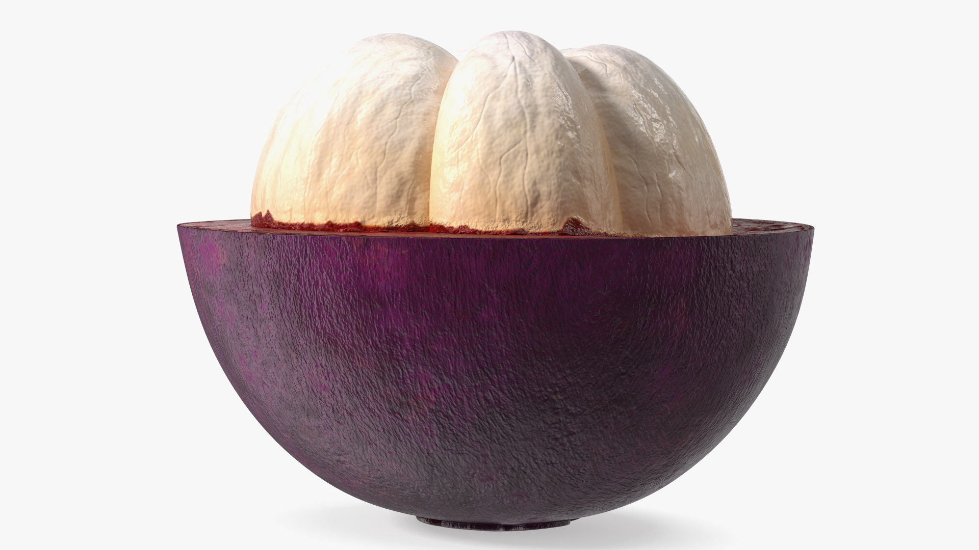 Ripe Half Peeled Purple Mangosteen 3D model