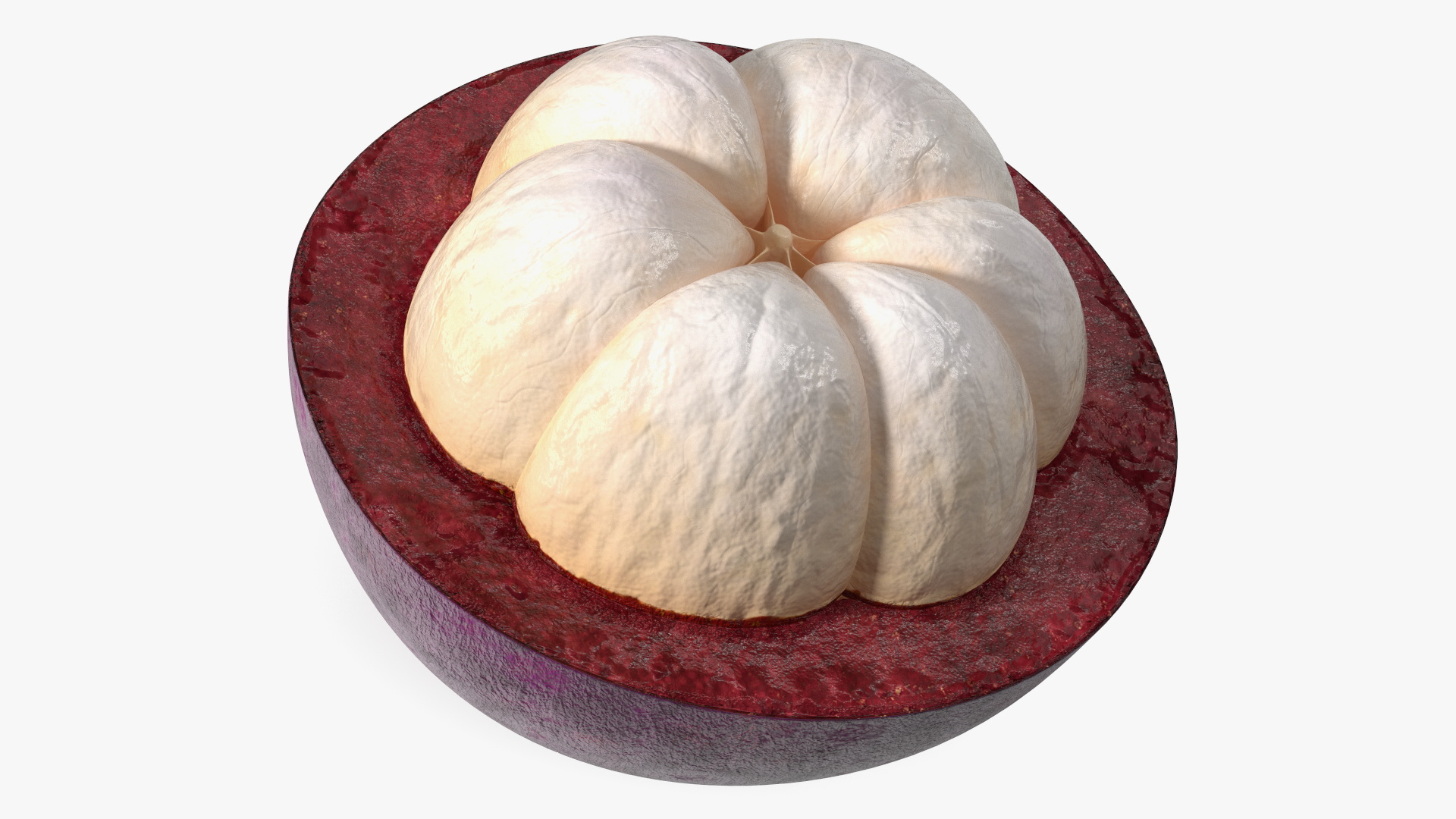 Ripe Half Peeled Purple Mangosteen 3D model