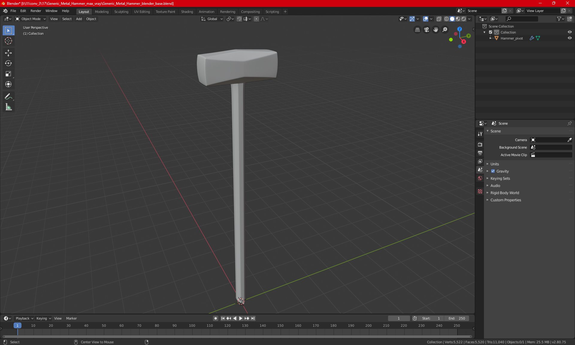 3D model Generic Metal Hammer