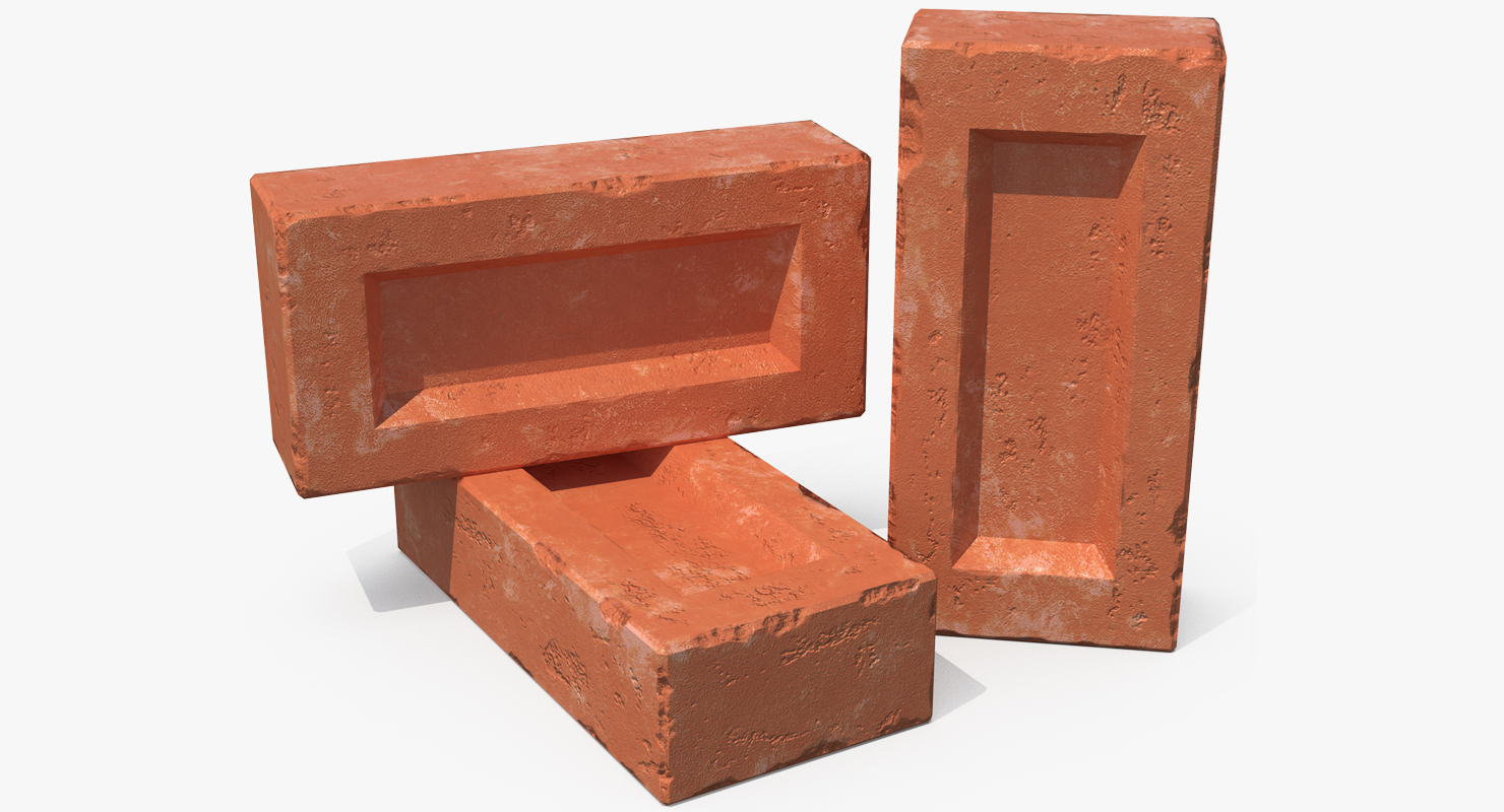 3D Various Red Bricks model