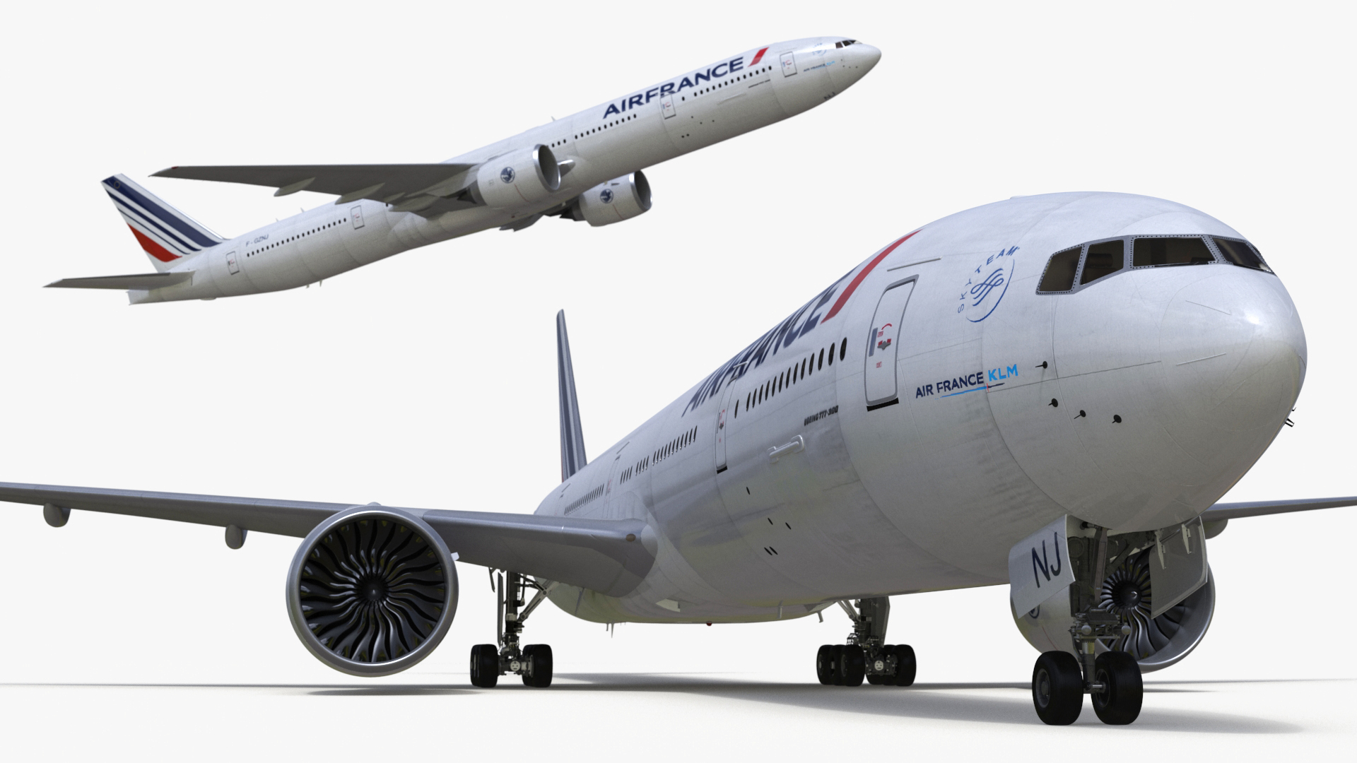 3D Boeing 777 Air France Rigged model