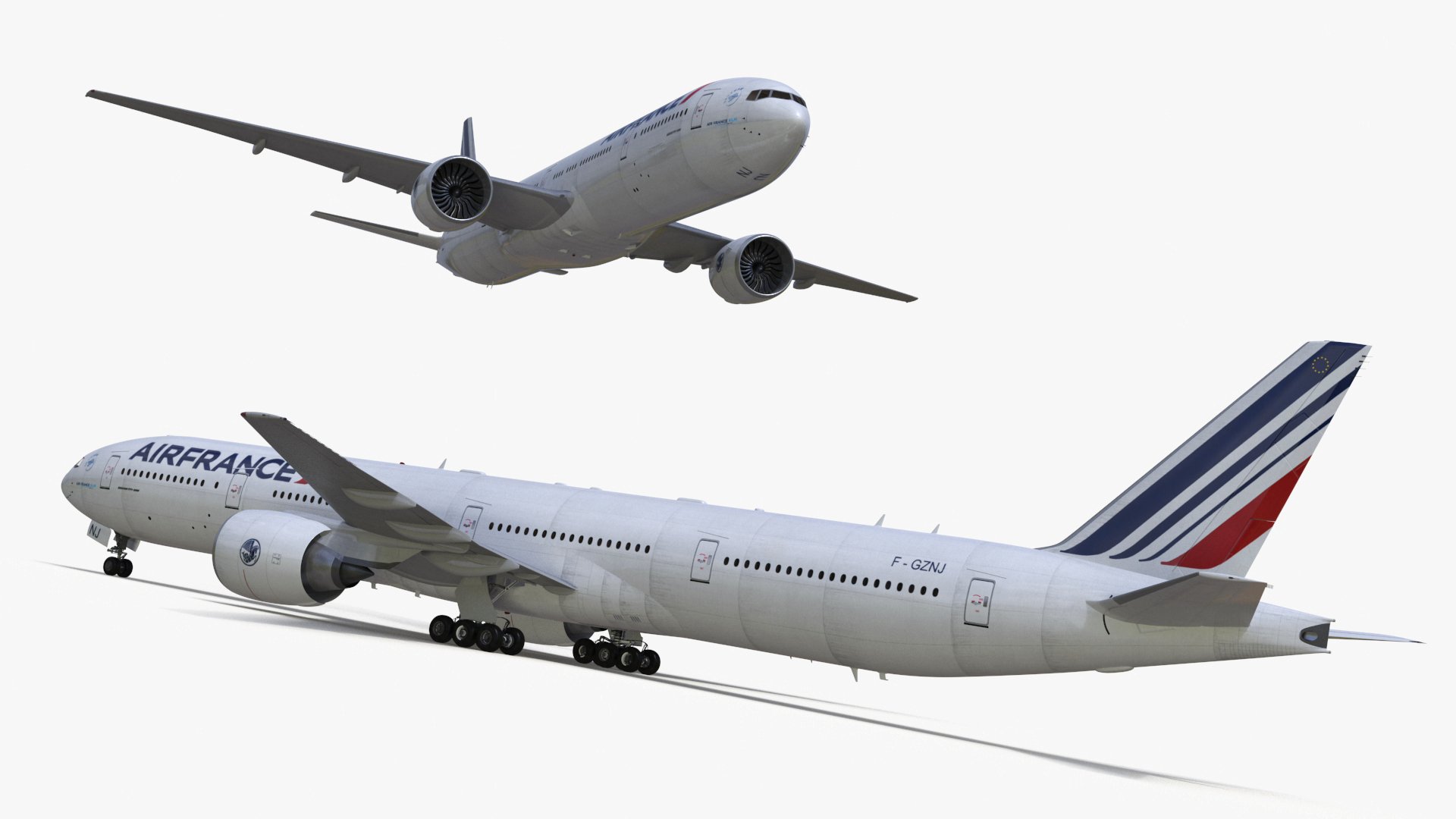 3D Boeing 777 Air France Rigged model