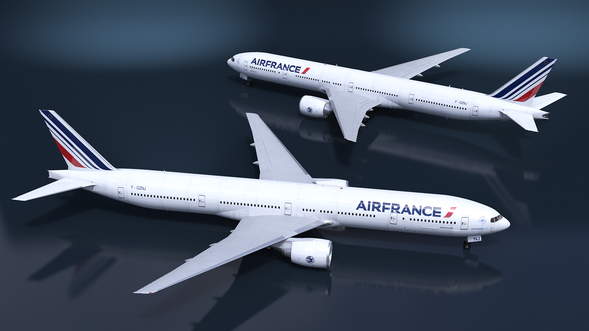 3D Boeing 777 Air France Rigged model