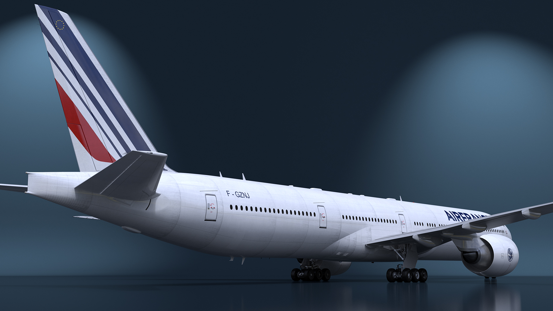 3D Boeing 777 Air France Rigged model