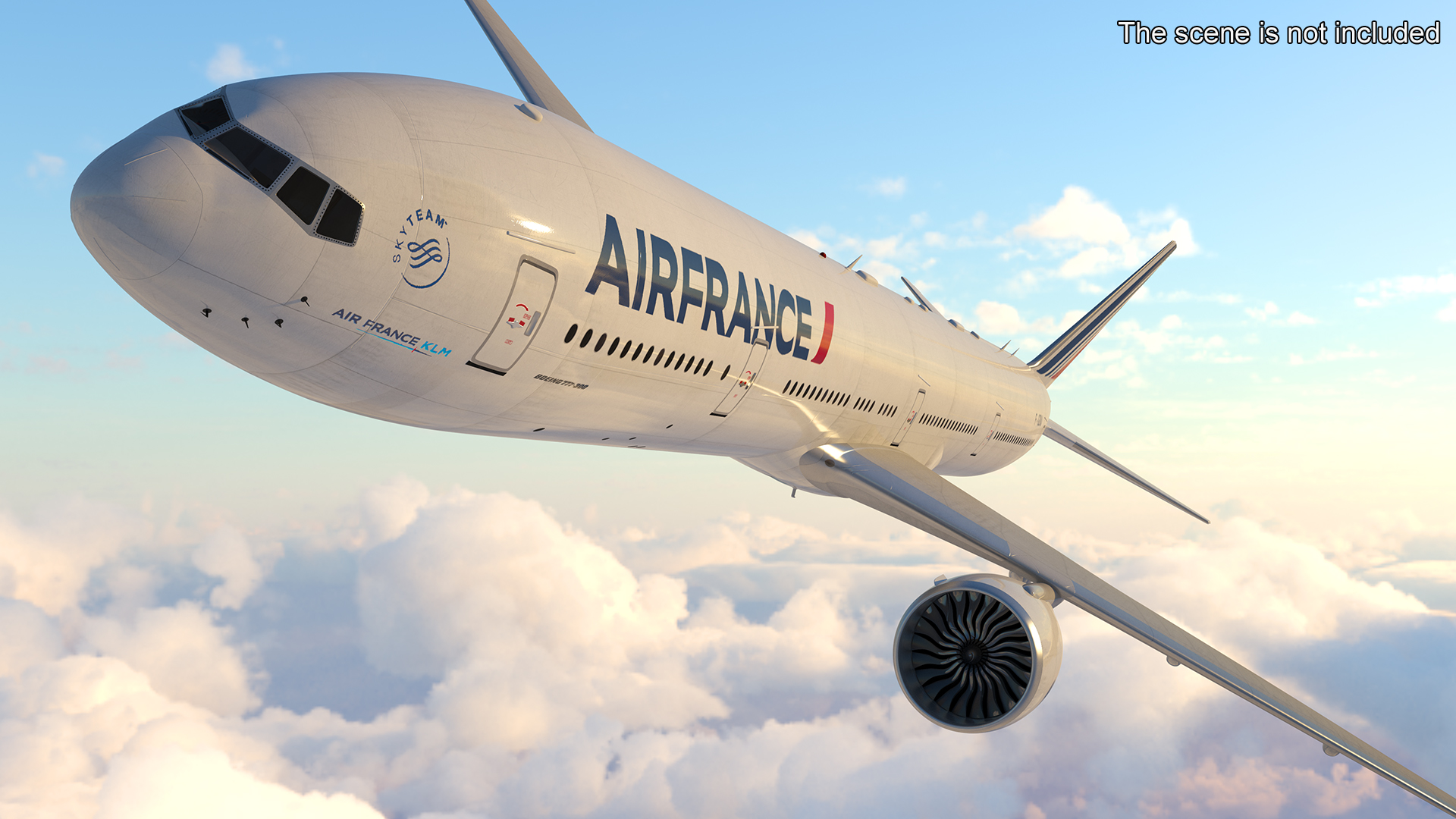 3D Boeing 777 Air France Rigged model