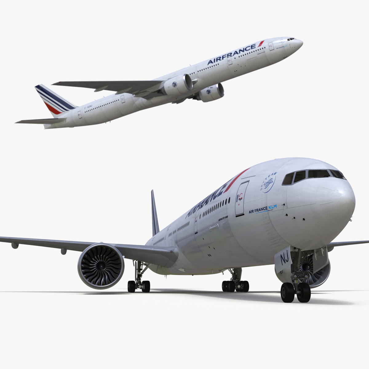 3D Boeing 777 Air France Rigged model