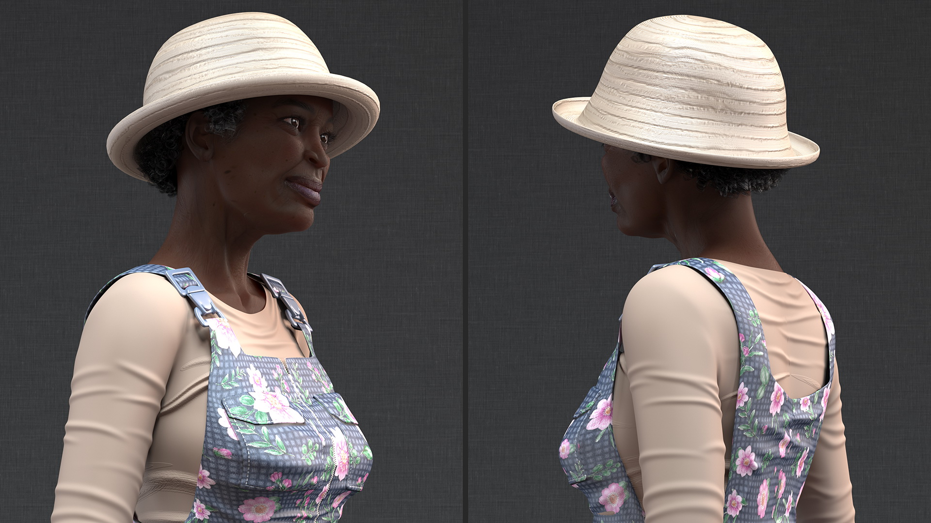 3D model Afro American Grandma Gardener Style Standing