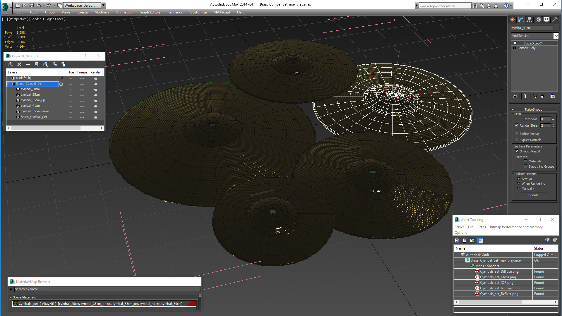 3D Brass Cymbal Set