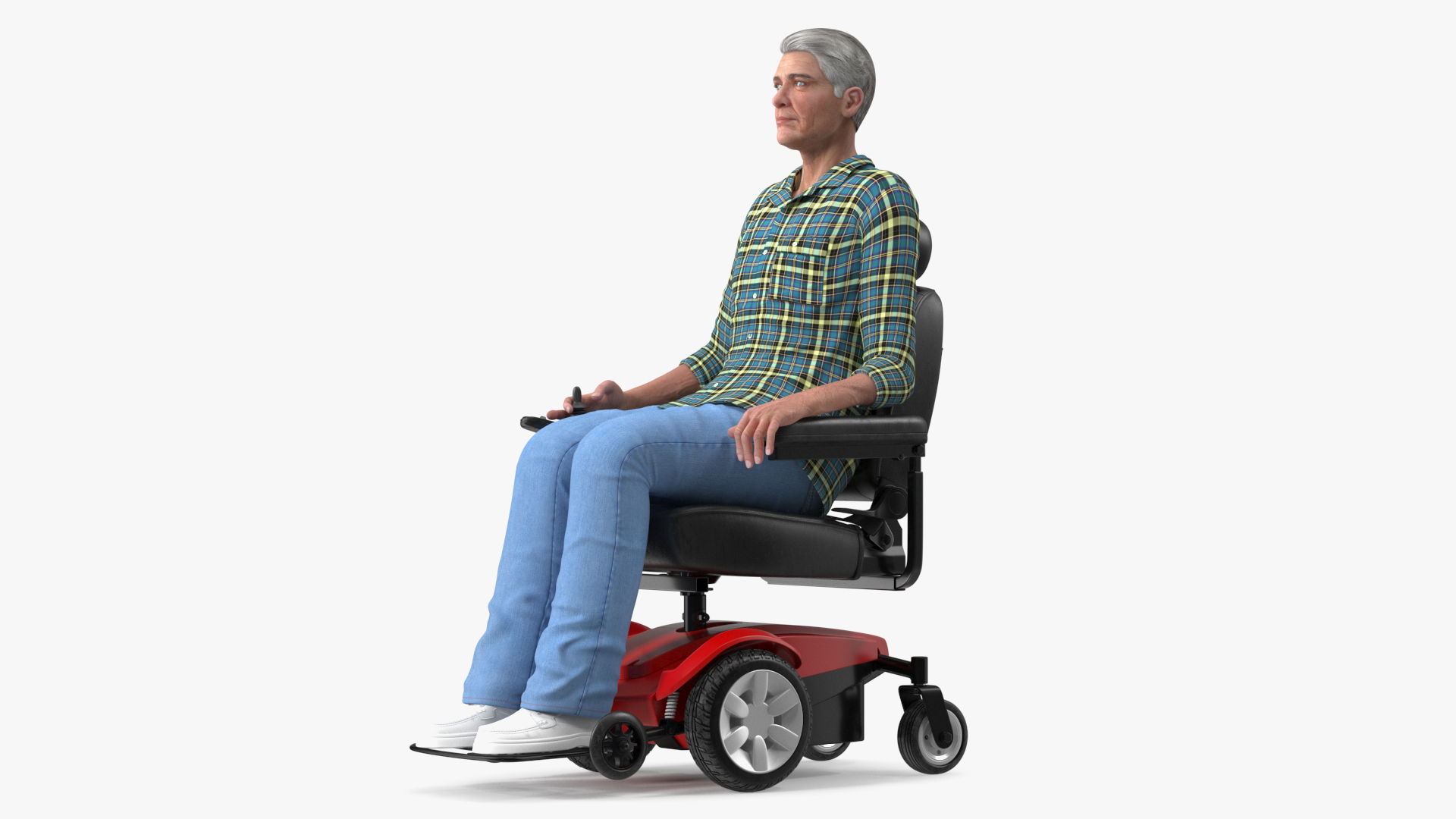 3D model Elderly Man with Jazzy Select Wheelchair