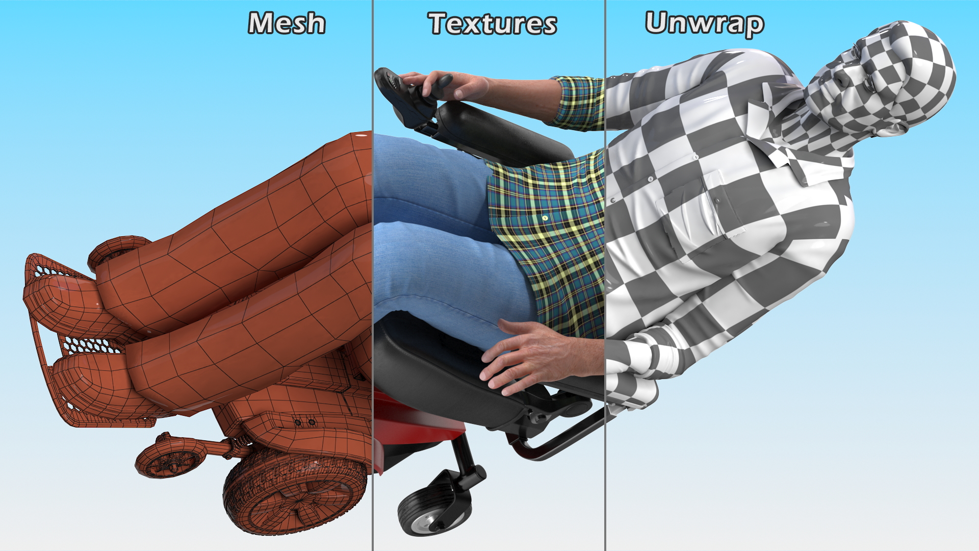 3D model Elderly Man with Jazzy Select Wheelchair