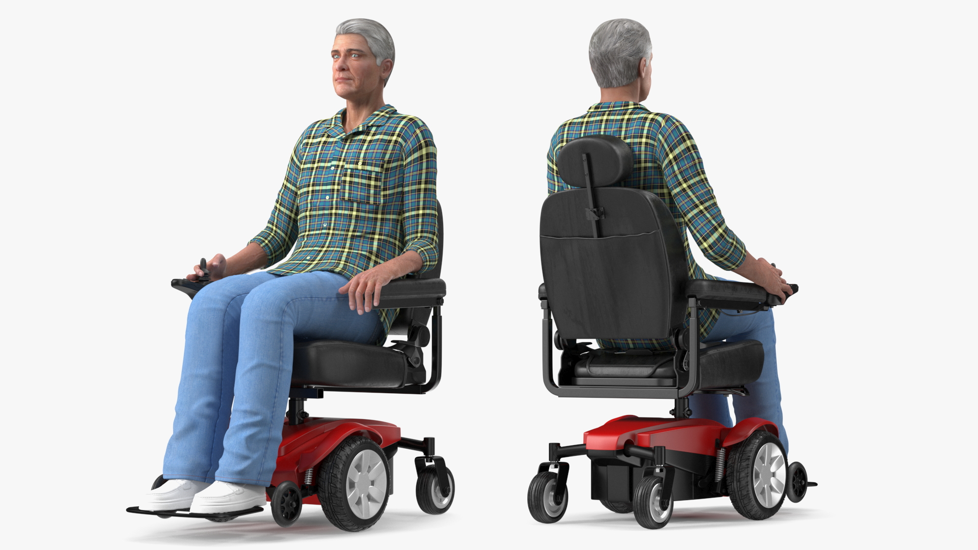 3D model Elderly Man with Jazzy Select Wheelchair