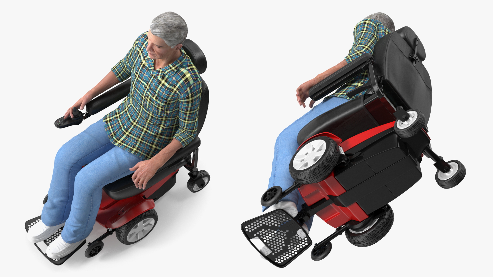 3D model Elderly Man with Jazzy Select Wheelchair