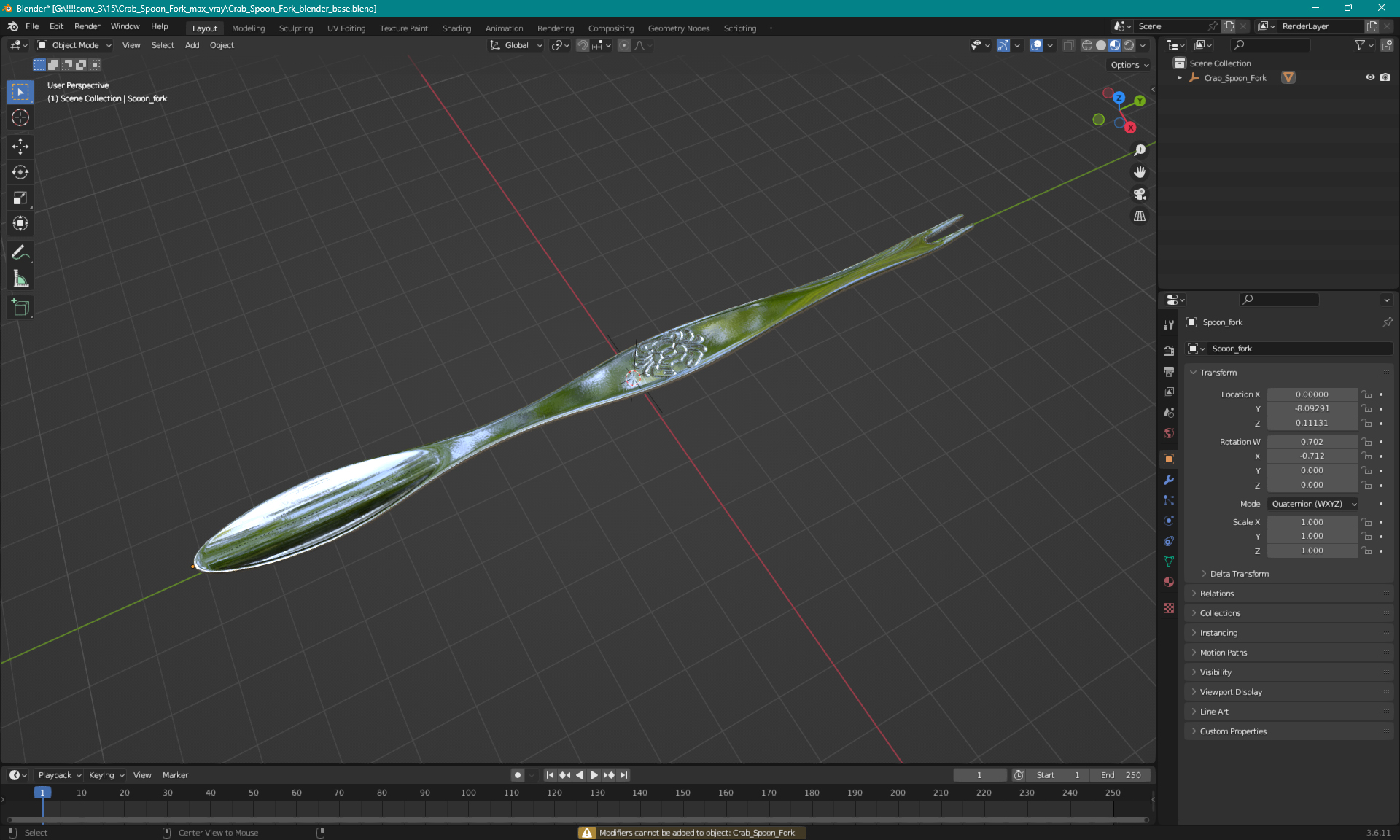 3D model Crab Spoon Fork