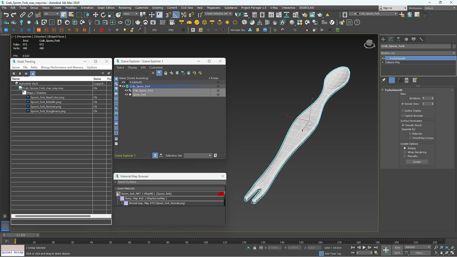 3D model Crab Spoon Fork