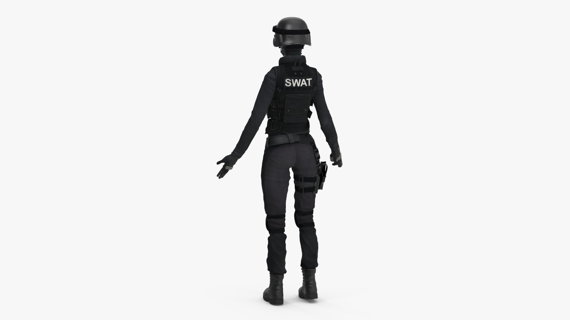 3D Tactical Police Officer Woman with Handgun Rigged for Cinema 4D model