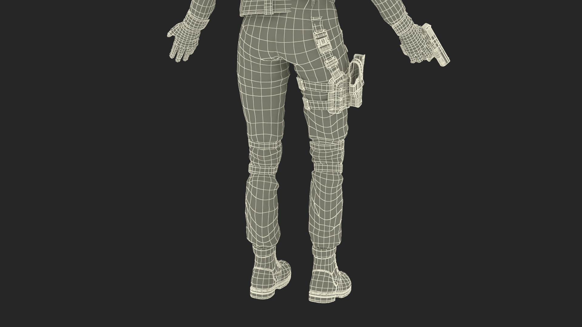 3D Tactical Police Officer Woman with Handgun Rigged for Cinema 4D model